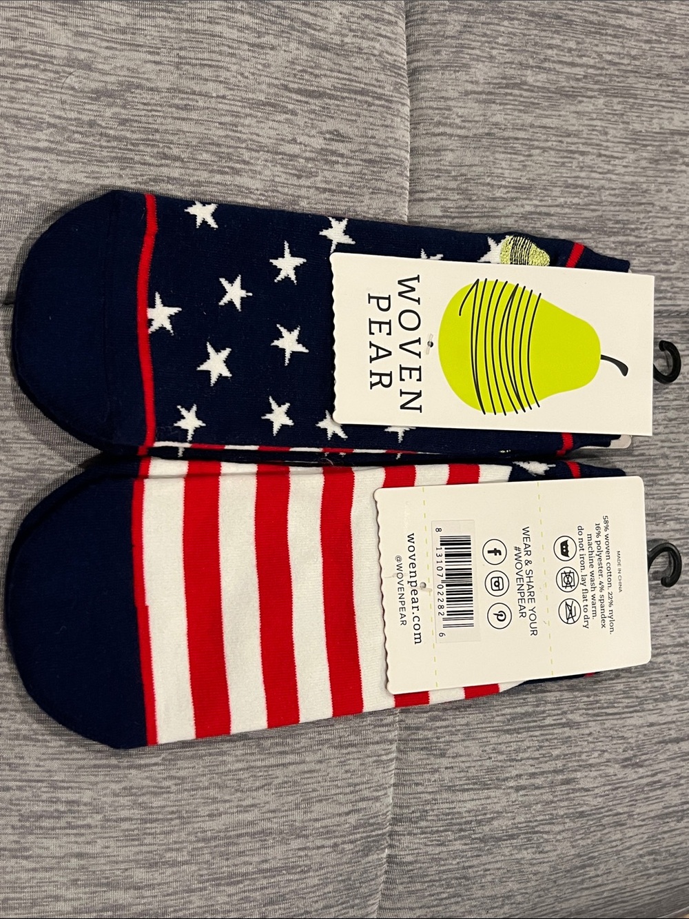 Women's Woven Pair No-Show Socks American 🇺🇸 Theme